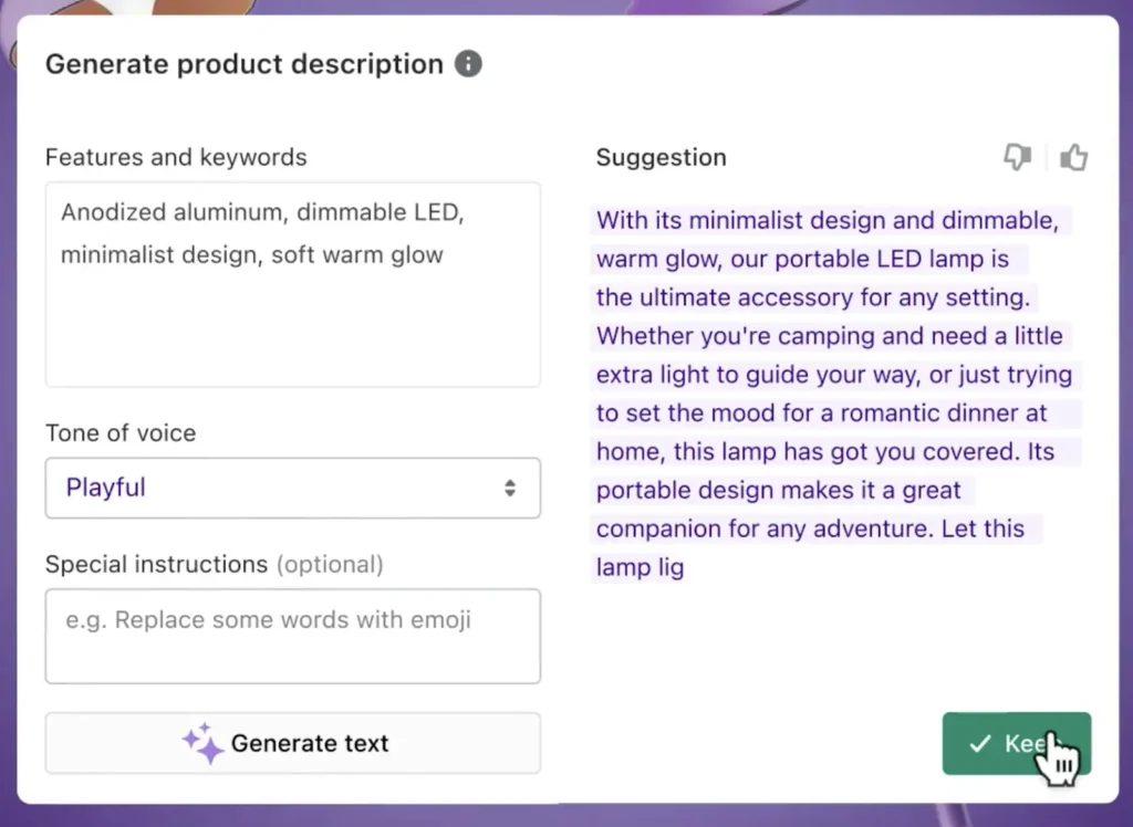 AI in product description